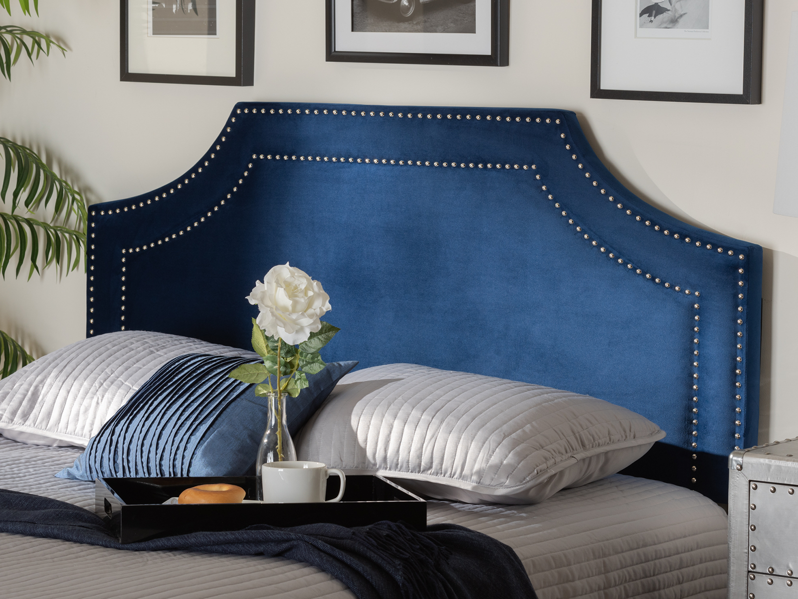 Baxton Upholstered Headboard | Queen | Avignon Velvet | Blue